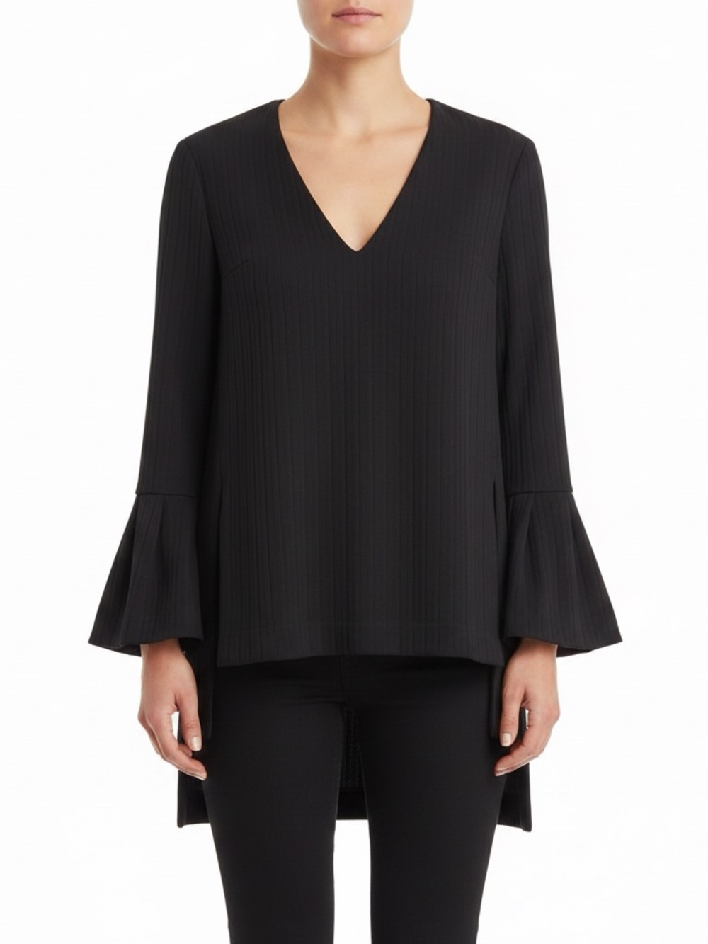 NICHOLAS Black V-Neck Bell Sleeve Tunic Top